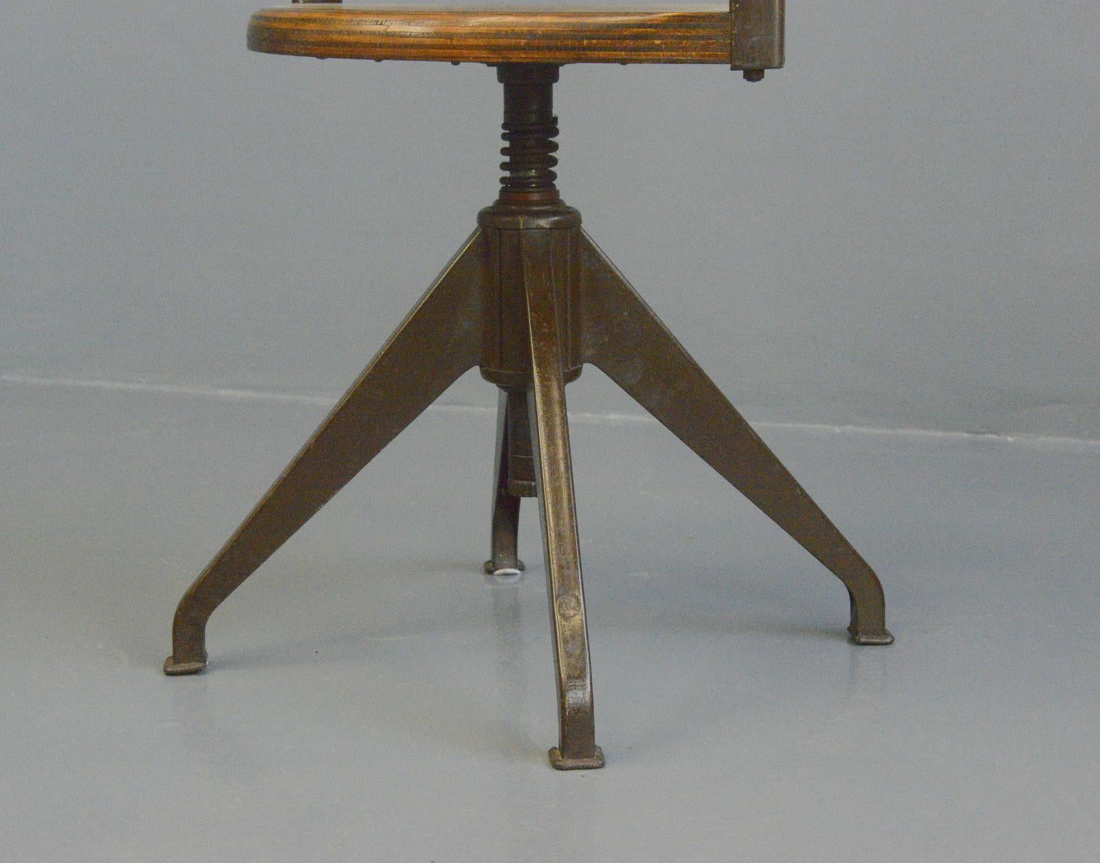 German Rowac Model XVI Swivel Desk Chair Circa 1920s