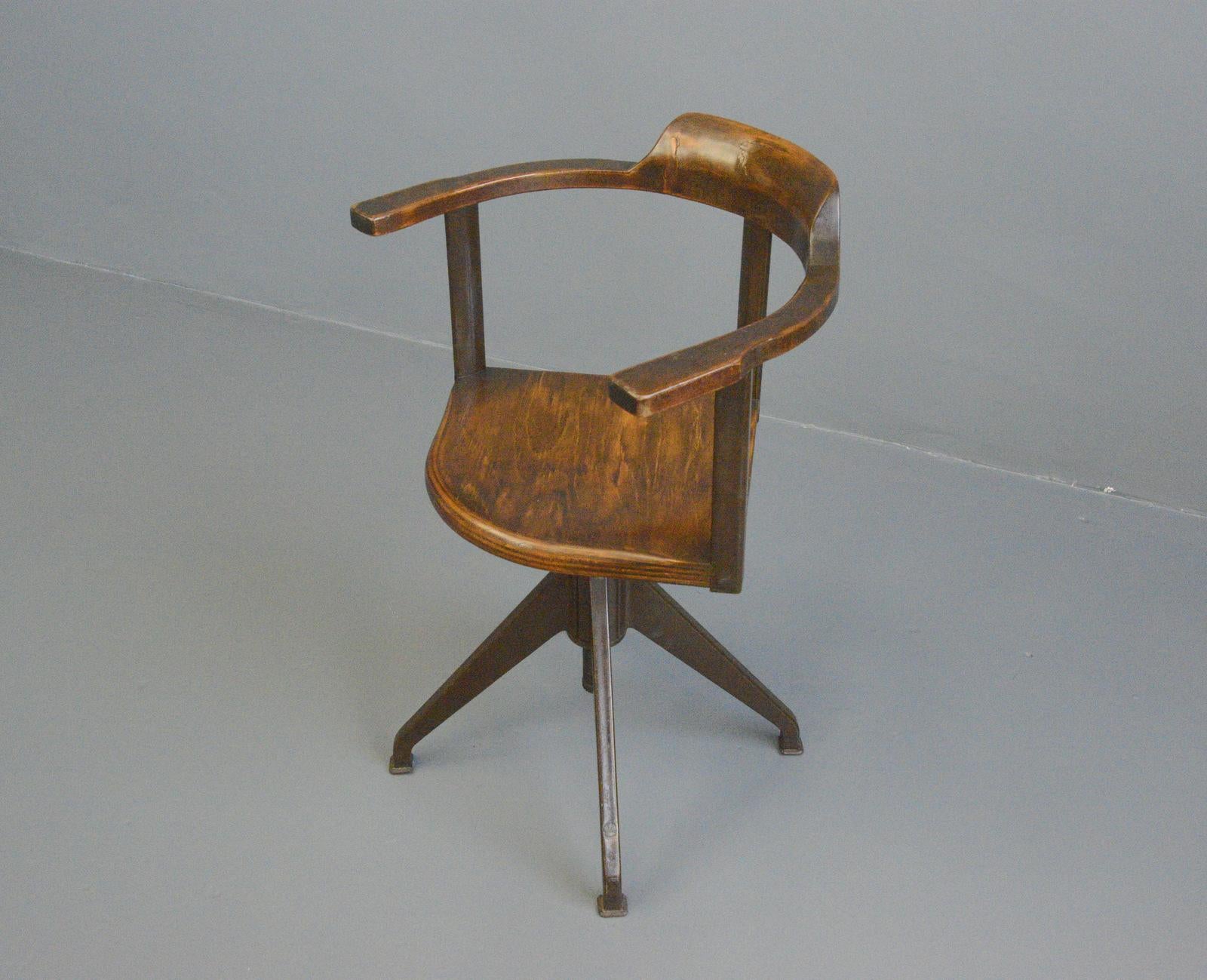 Rowac Model XVI Swivel Desk Chair Circa 1920s 1
