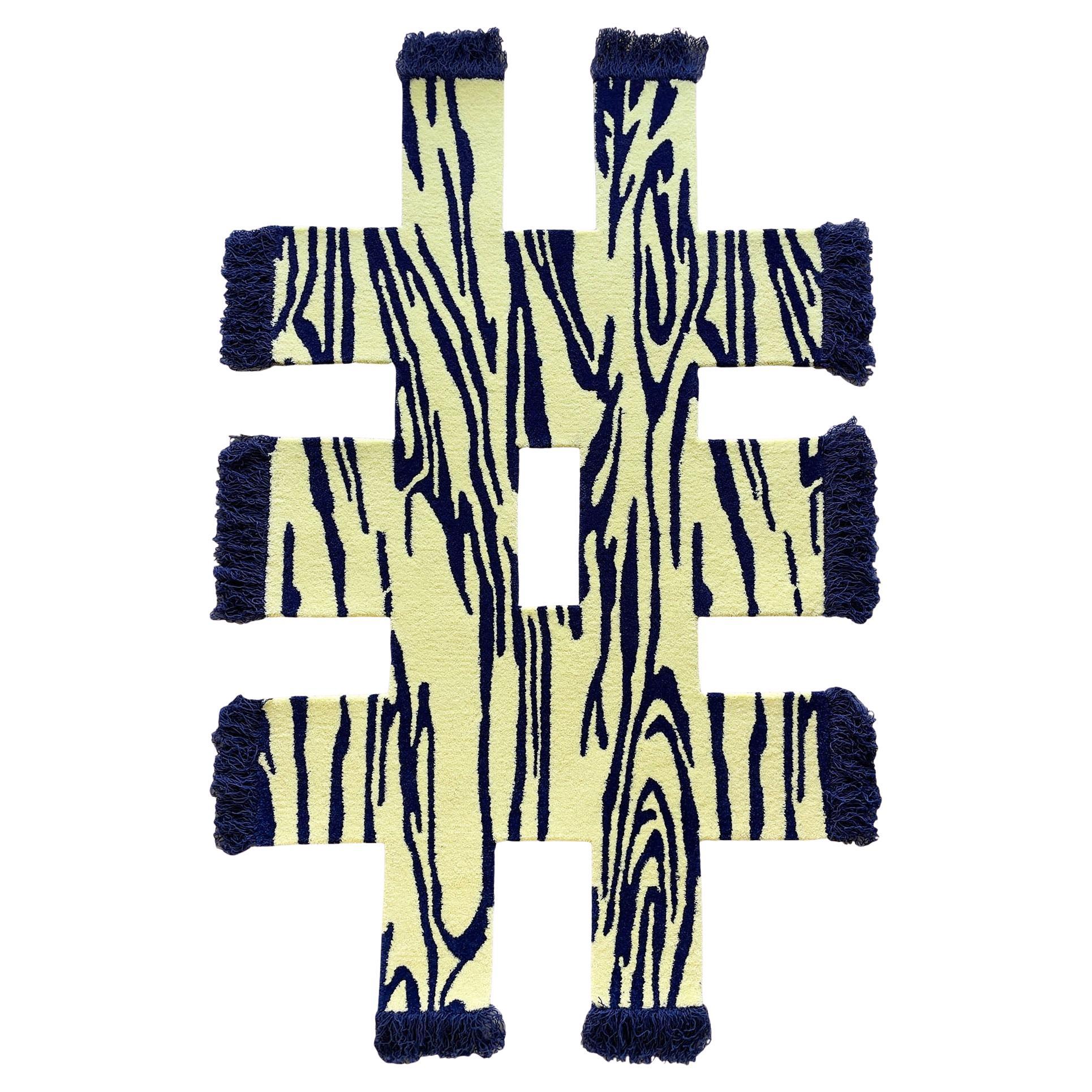 Tapis unique en nylon bleu foncé et jaune de Wood Light par Okej Studio en vente