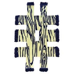 Tapis unique en nylon bleu foncé et jaune de Wood Light par Okej Studio