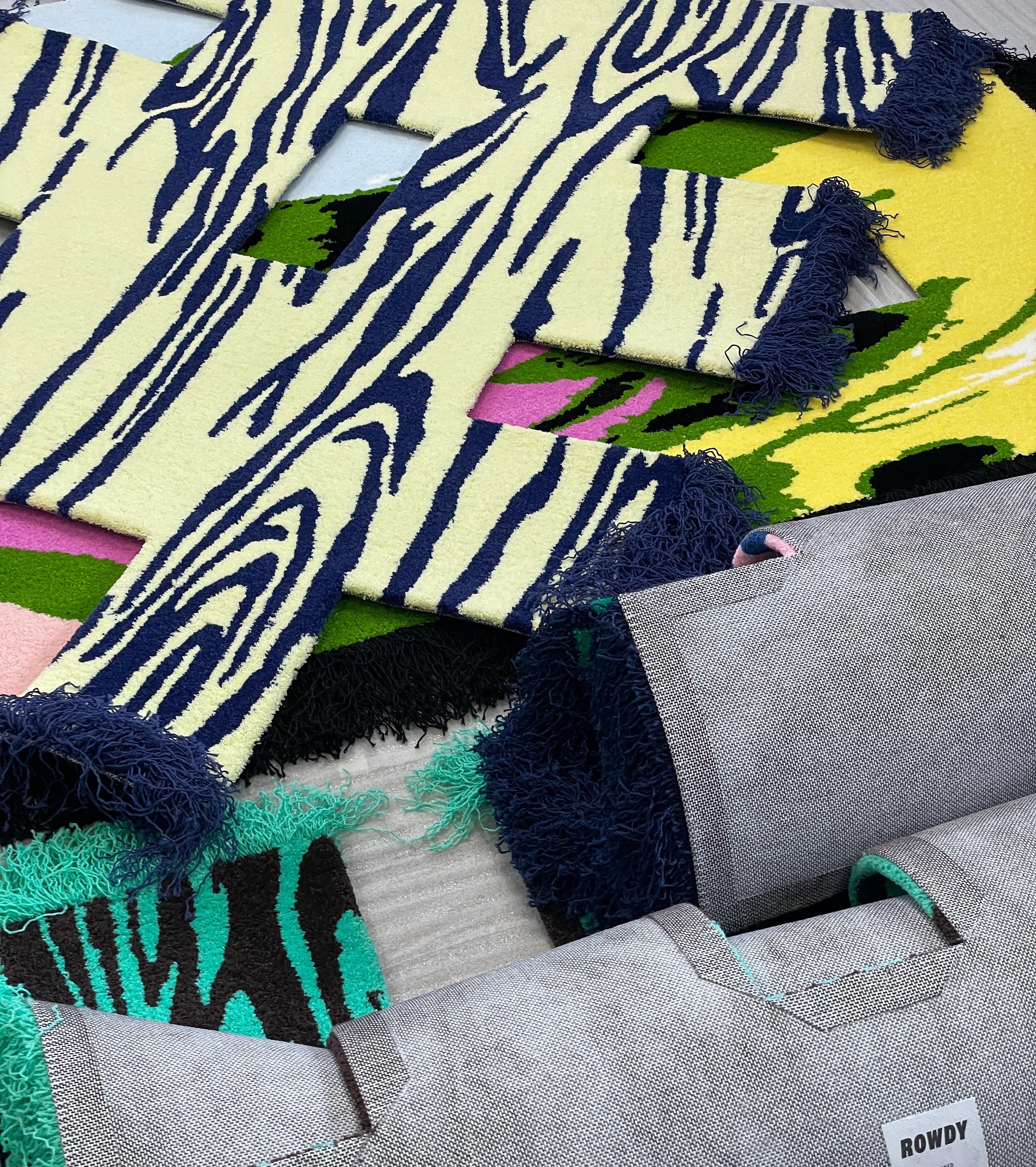 Autre Tapis unique Rowdy Map en nylon multicolore par Okej Studio en vente