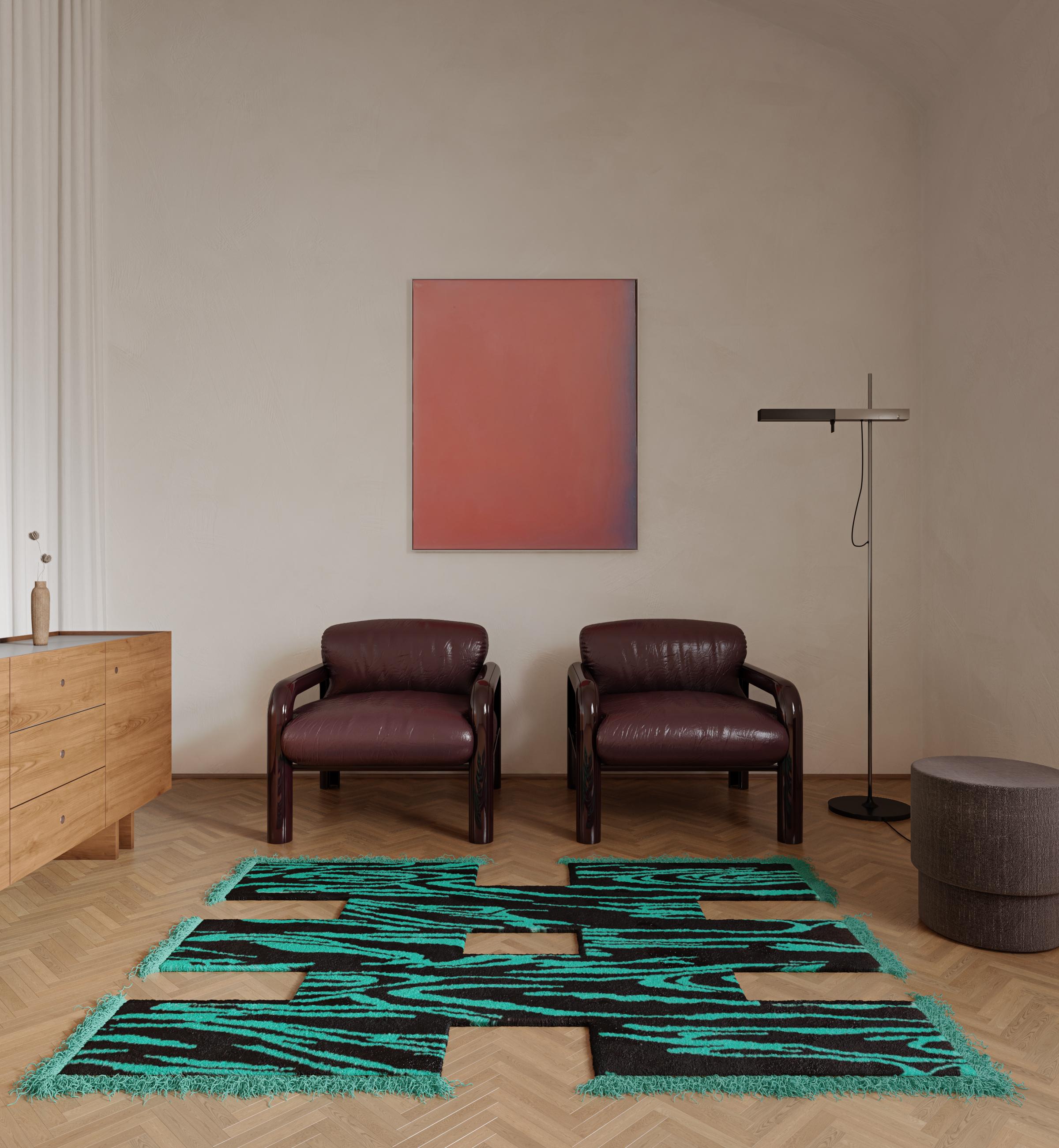 Americano Tappeto unico Rowdy Oil in nylon multicolore di Studio A in vendita
