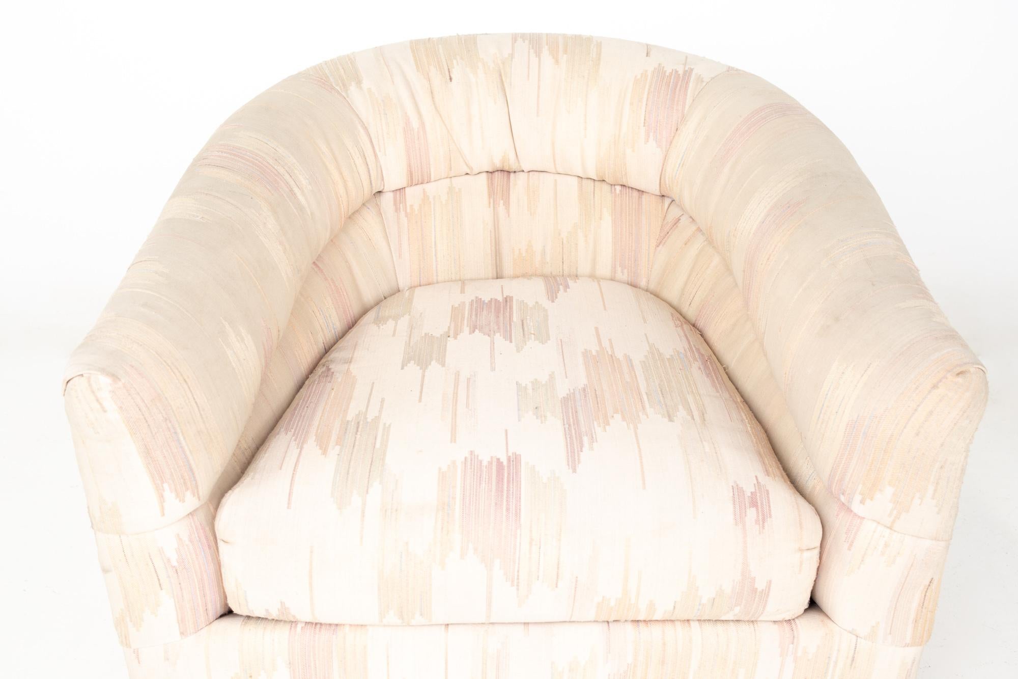 Rowe Mid Century Barrel Swivel Lounge Chairs, Pair 3
