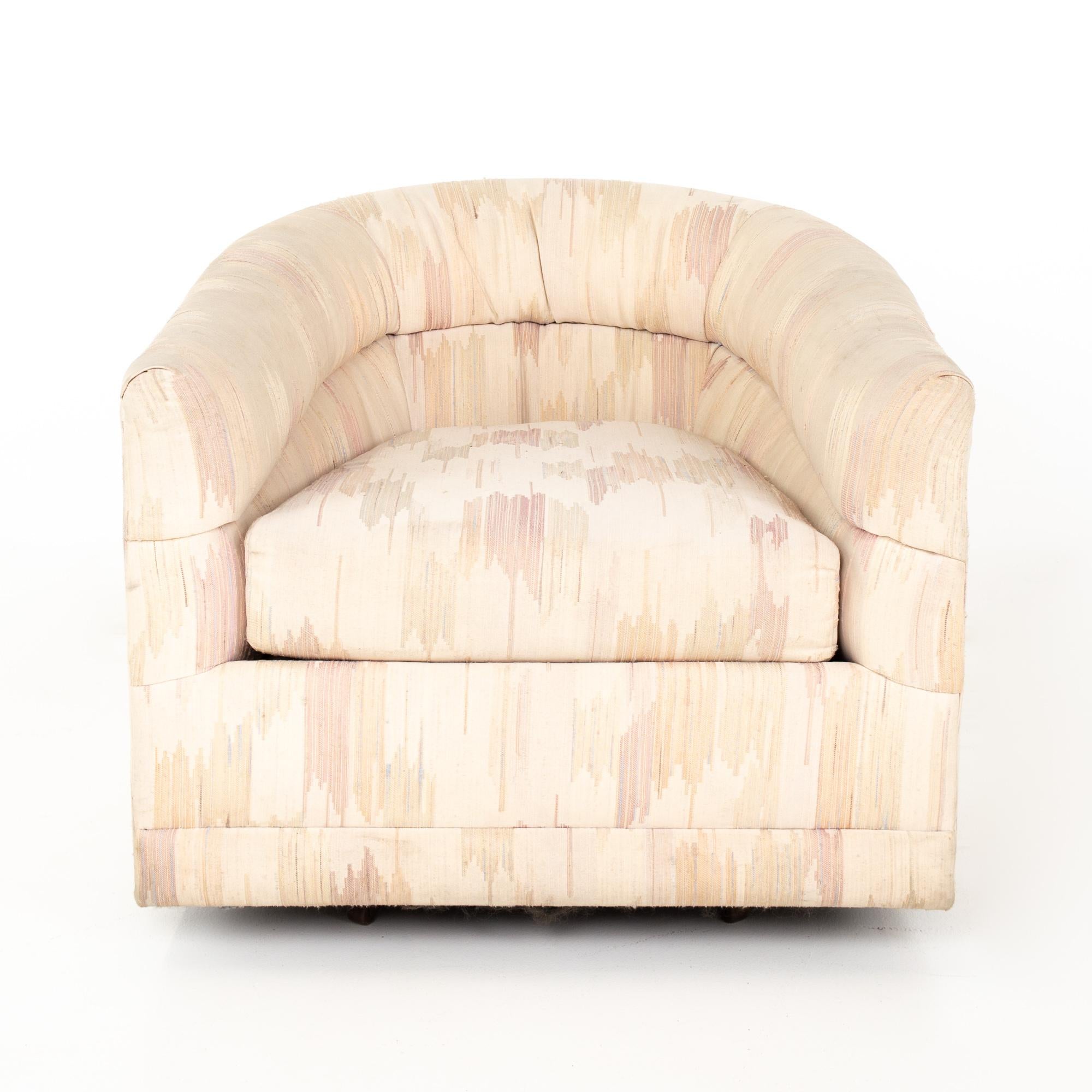 Late 20th Century Rowe Mid Century Barrel Swivel Lounge Chairs, Pair