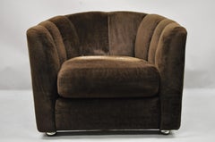 Rowe Mid-Century Modern Chrome Trim Baughman Style Upholstered Club Lounge Chair