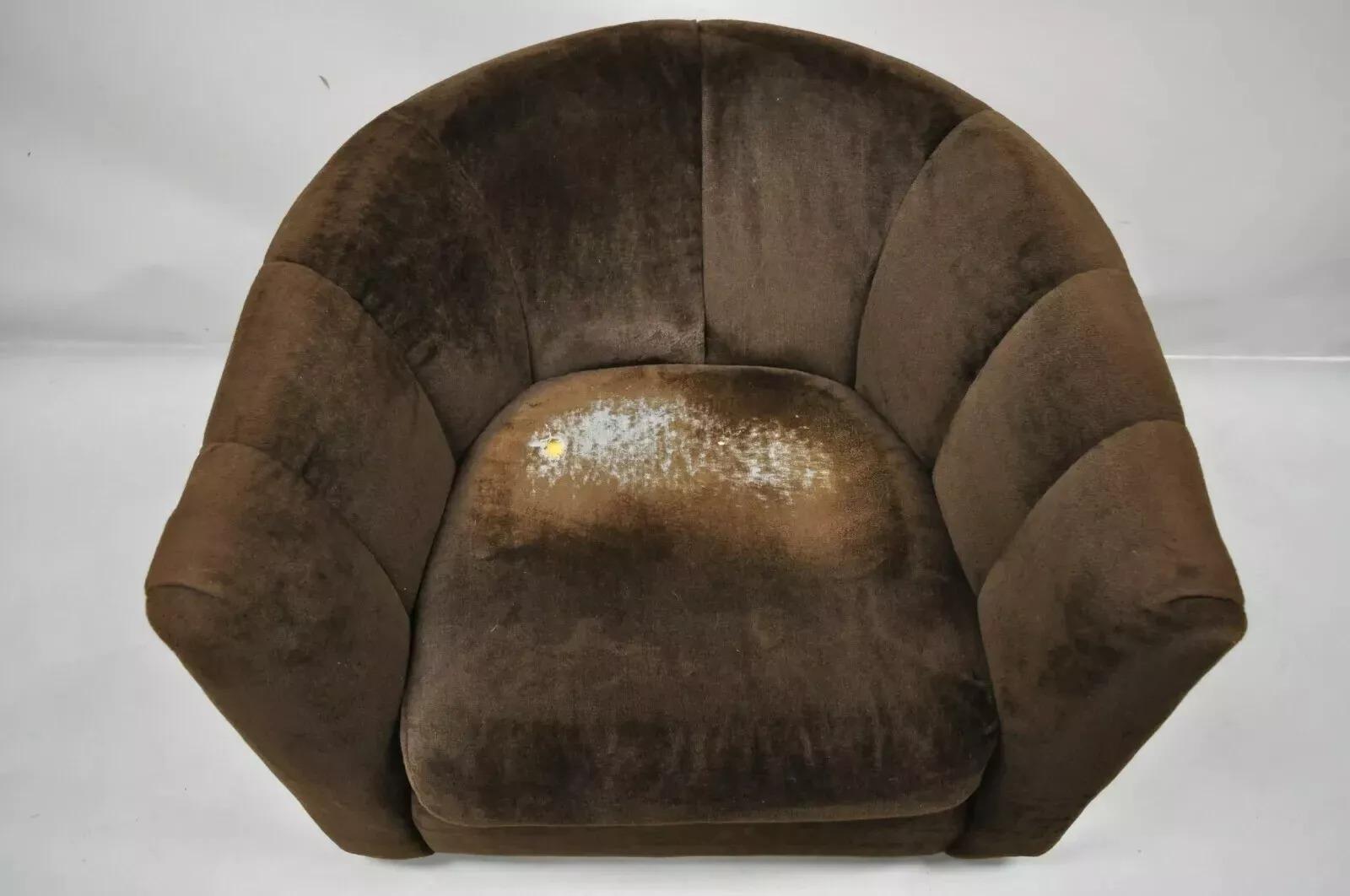 20th Century Rowe Mid Century Modern Chrome Trim Baughman Style Upholstered Club Lounge Chair For Sale