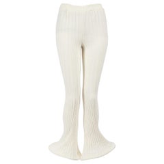 Rowen Rose Ecru Ribbed Knit Trousers Size S