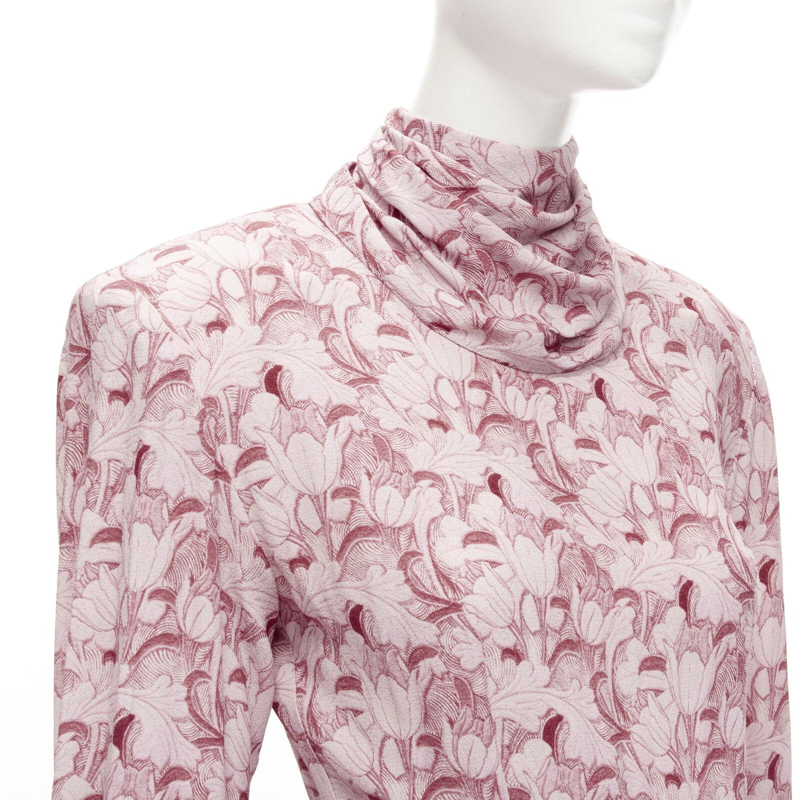 ROWEN ROSE pink Art Deco floral ostrich feather trim tiered midi dress FR34 XS 2