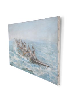 Rowing Crew at Sea Oil Painting on Canvas