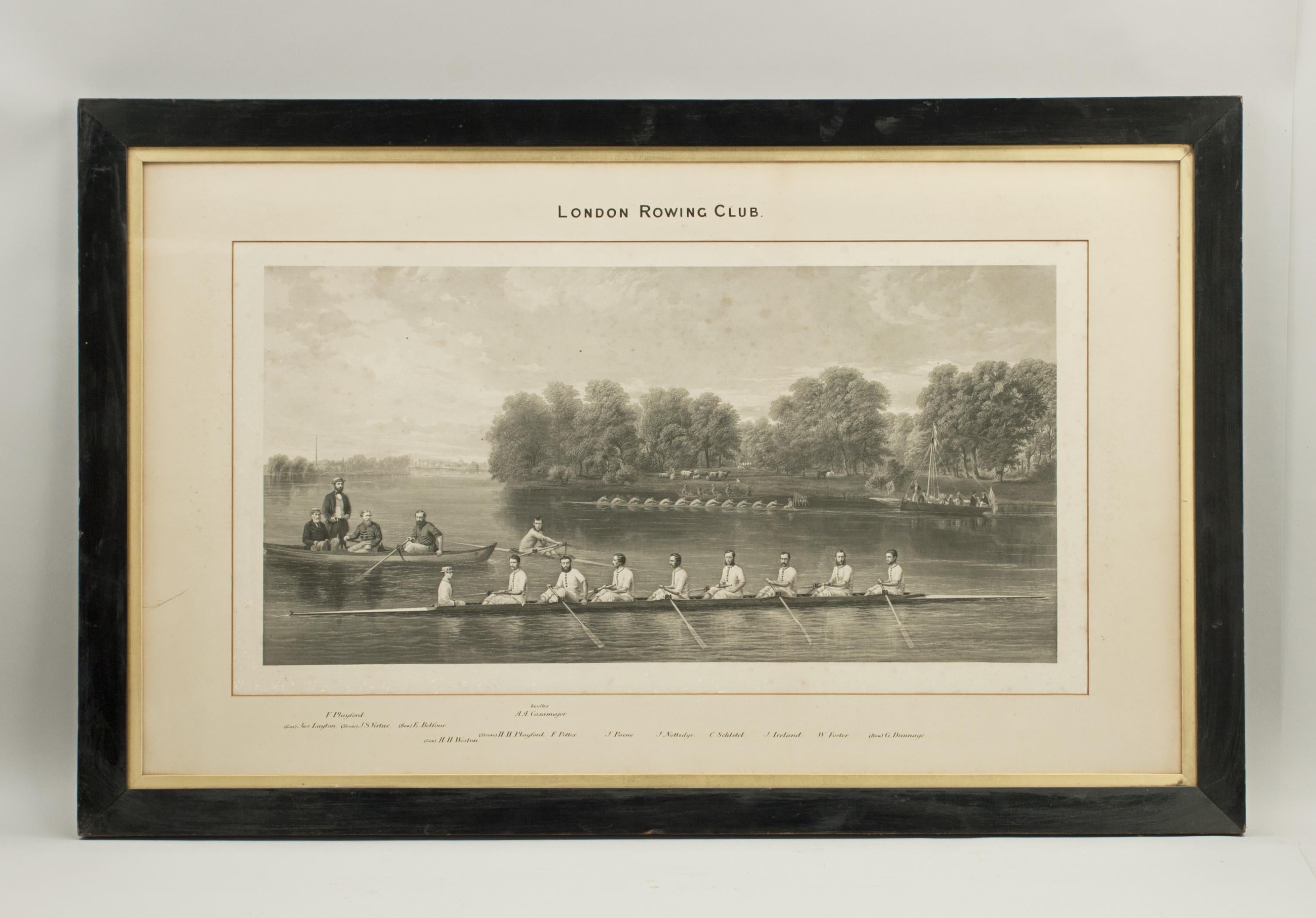 Rowing Print, London Rowing Club In Good Condition In Oxfordshire, GB