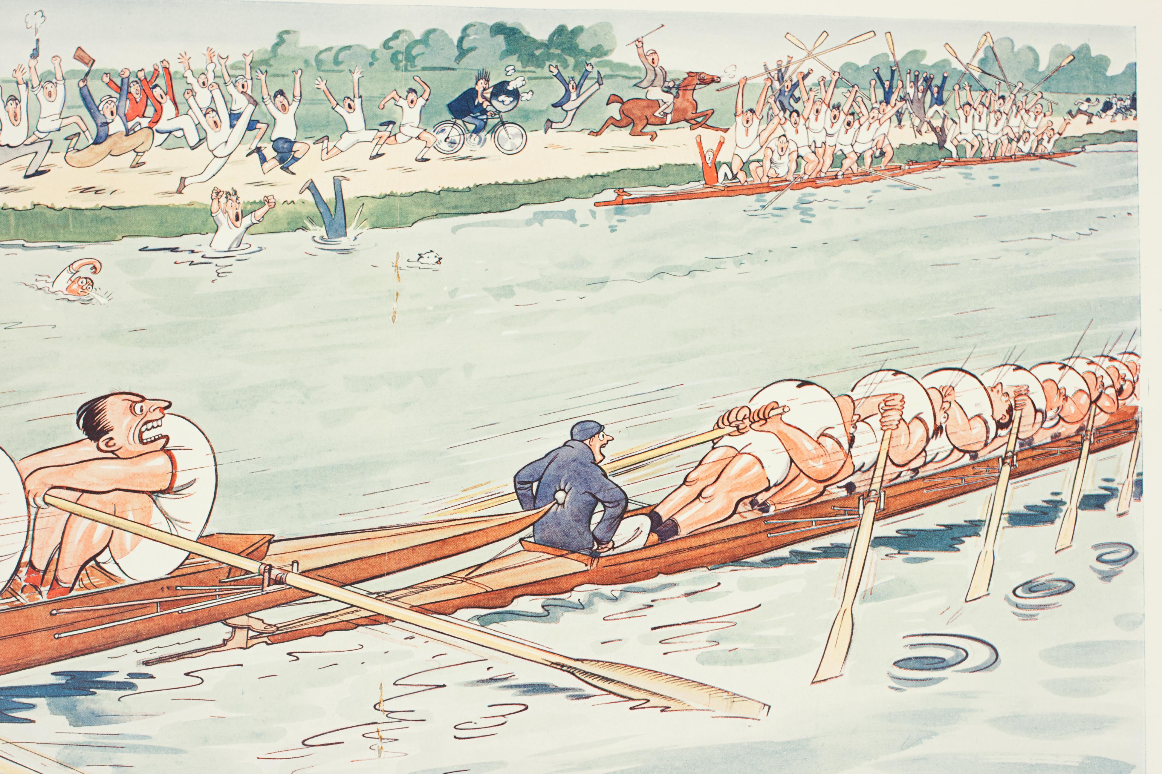 Rowing Print, The Cox Who Failed To Notice The Bump, H M Bateman In Good Condition In Oxfordshire, GB