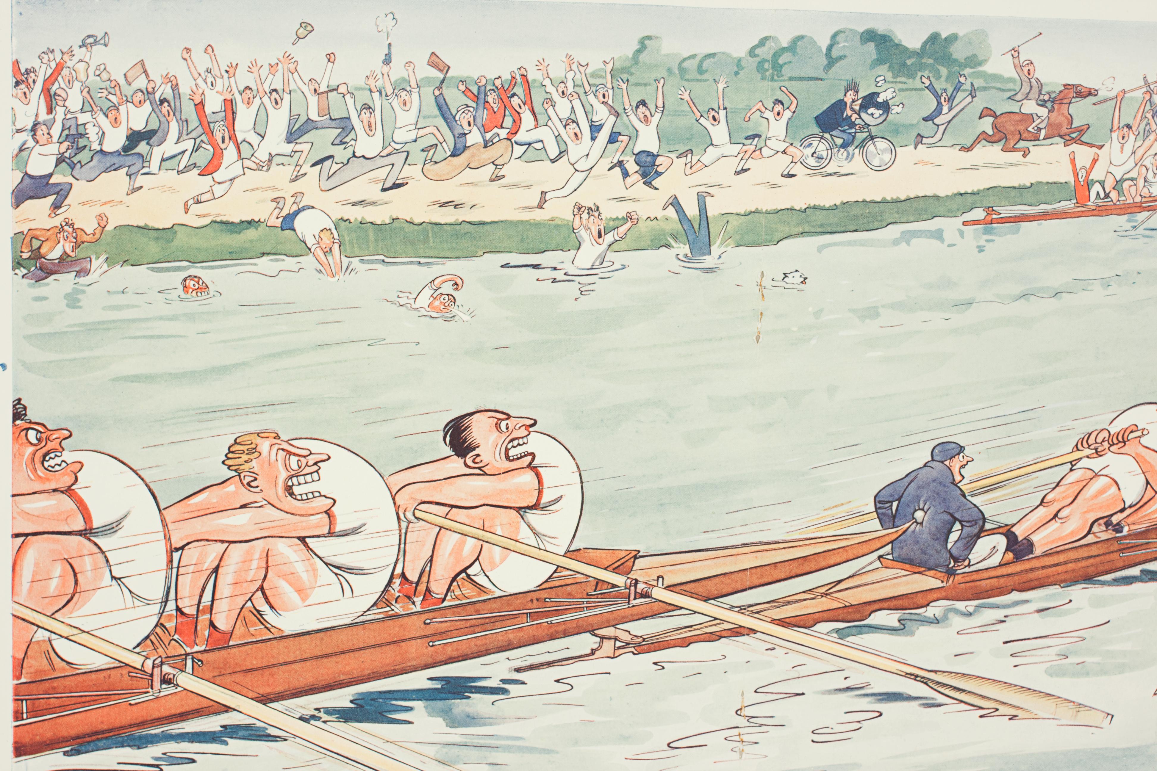 Rowing Print, The Cox Who Failed To Notice The Bump, H M Bateman 1