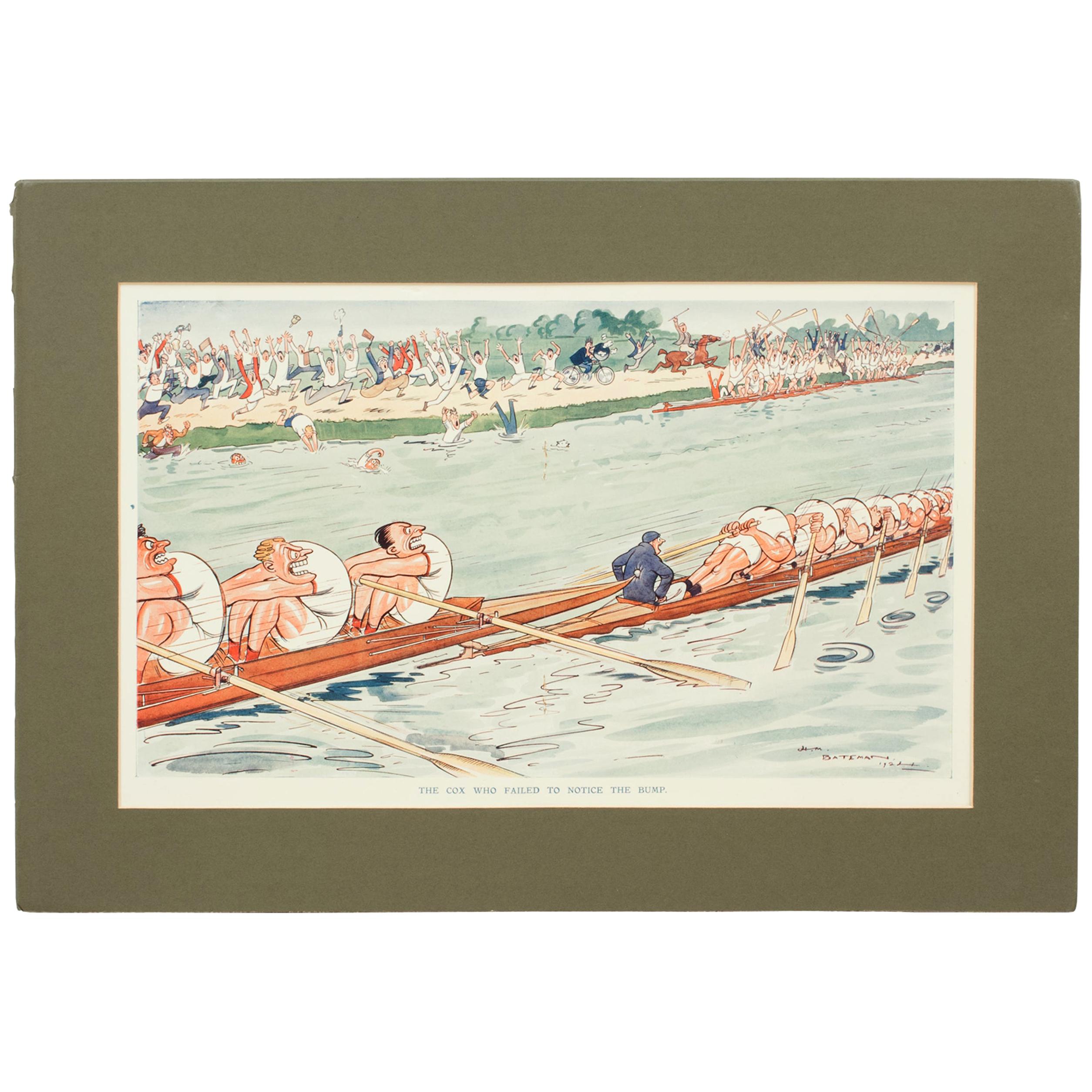 Rowing Print, The Cox Who Failed To Notice The Bump, H M Bateman