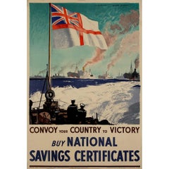 Cartel de propaganda original de 1942 de Rowland Hilder Convoya a tu país hacia la victoria