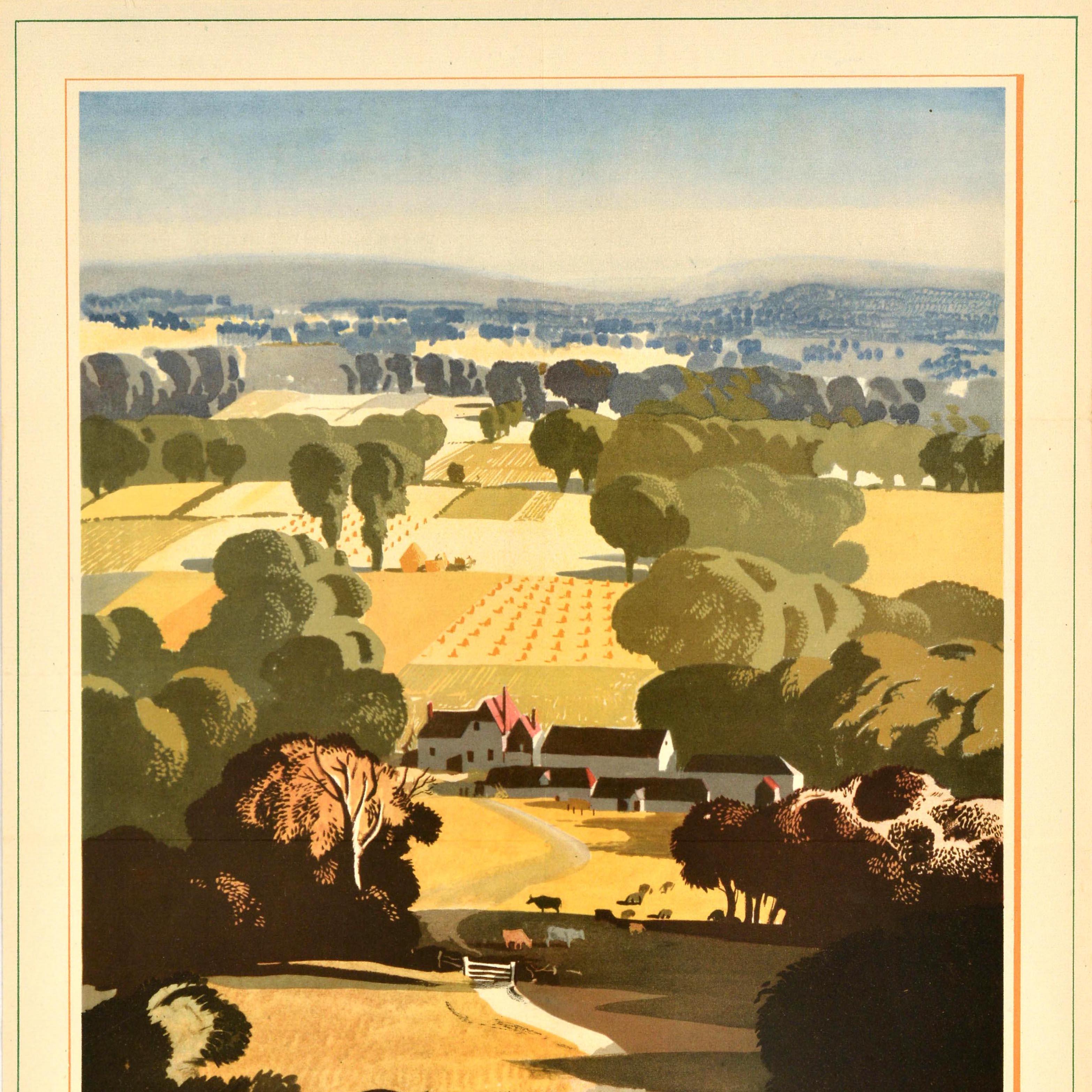 Original Vintage World War Two Poster Fruits Of Victory National Savings WWII - Beige Print by Rowland Hilder
