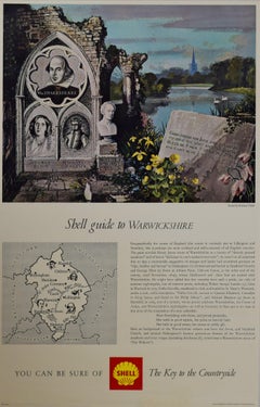 Retro Rowland Hilder Shell Guide to Warwickshire advertising poster Modern British Art