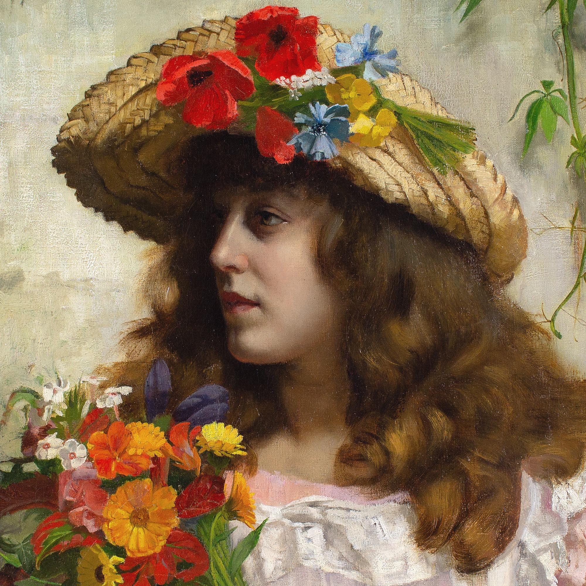 Rowland Holyoake, Porträt eines Mädchens mit Wildblumen im Angebot 6