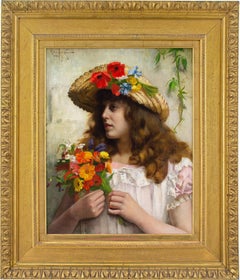 Rowland Holyoake, Porträt eines Mädchens mit Wildblumen