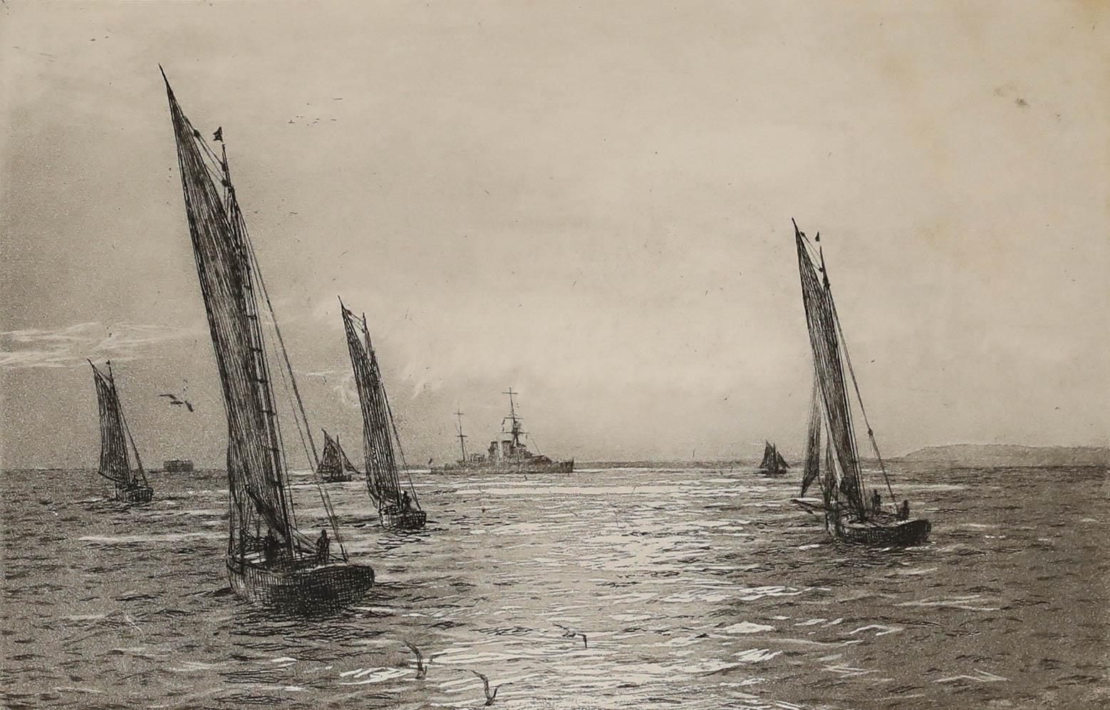 Rowland Langmaid RA (1897-1956) - Gravure à l'eau-forte, Dans la trajectoire du soleil en vente 1
