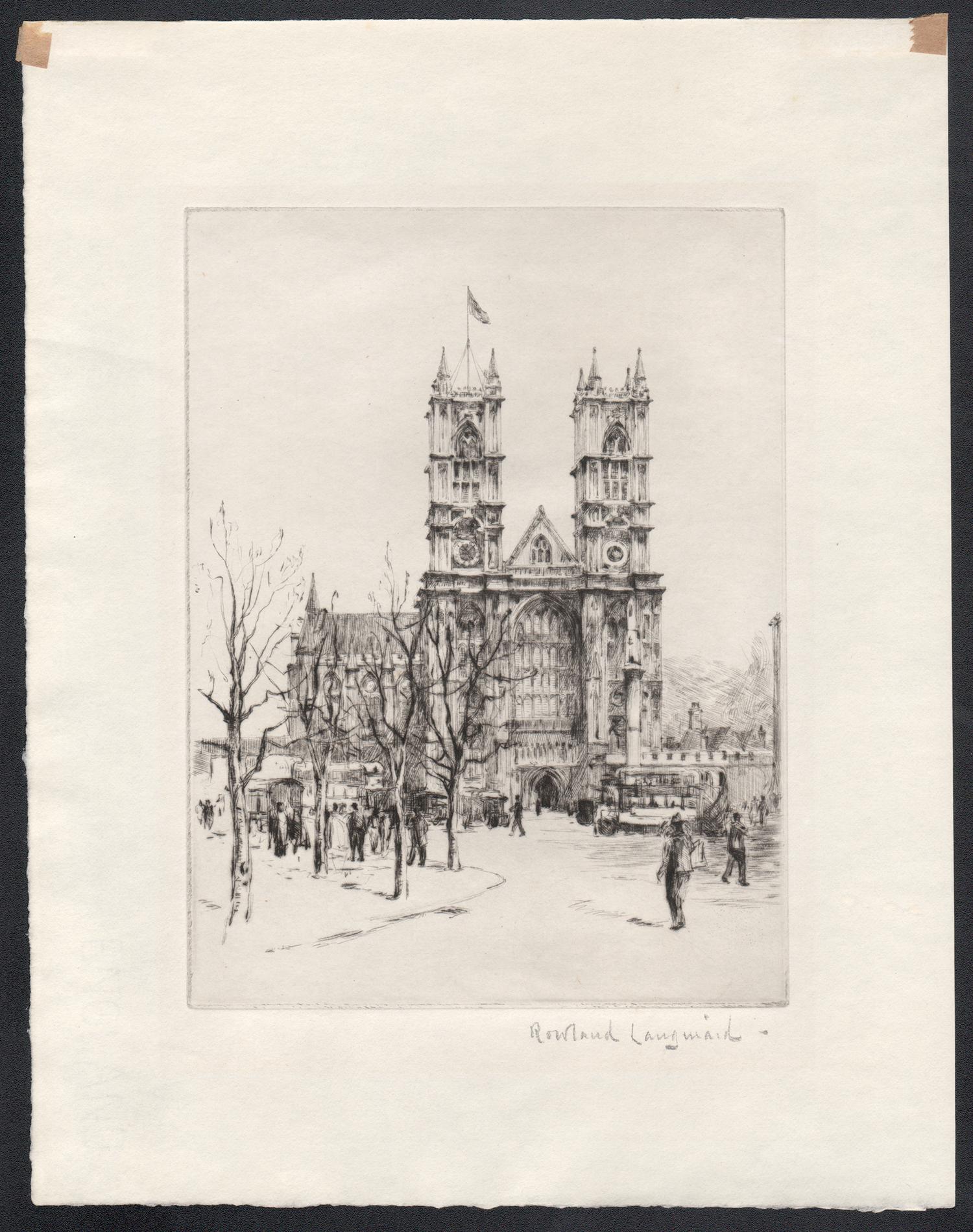 Westminster Abbey, London. Rowland Langmaid signierter Künstler-Radierungsdruck im Angebot 1