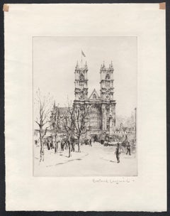 Westminster Abbey, London. Rowland Langmaid signed artist etching print