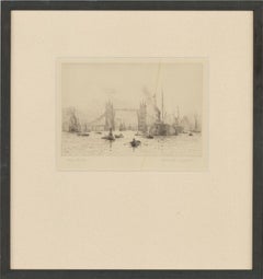 Rowland Langmaid RA (1897-1956) - Gravure originale encadrée et signée, pont de la Tour