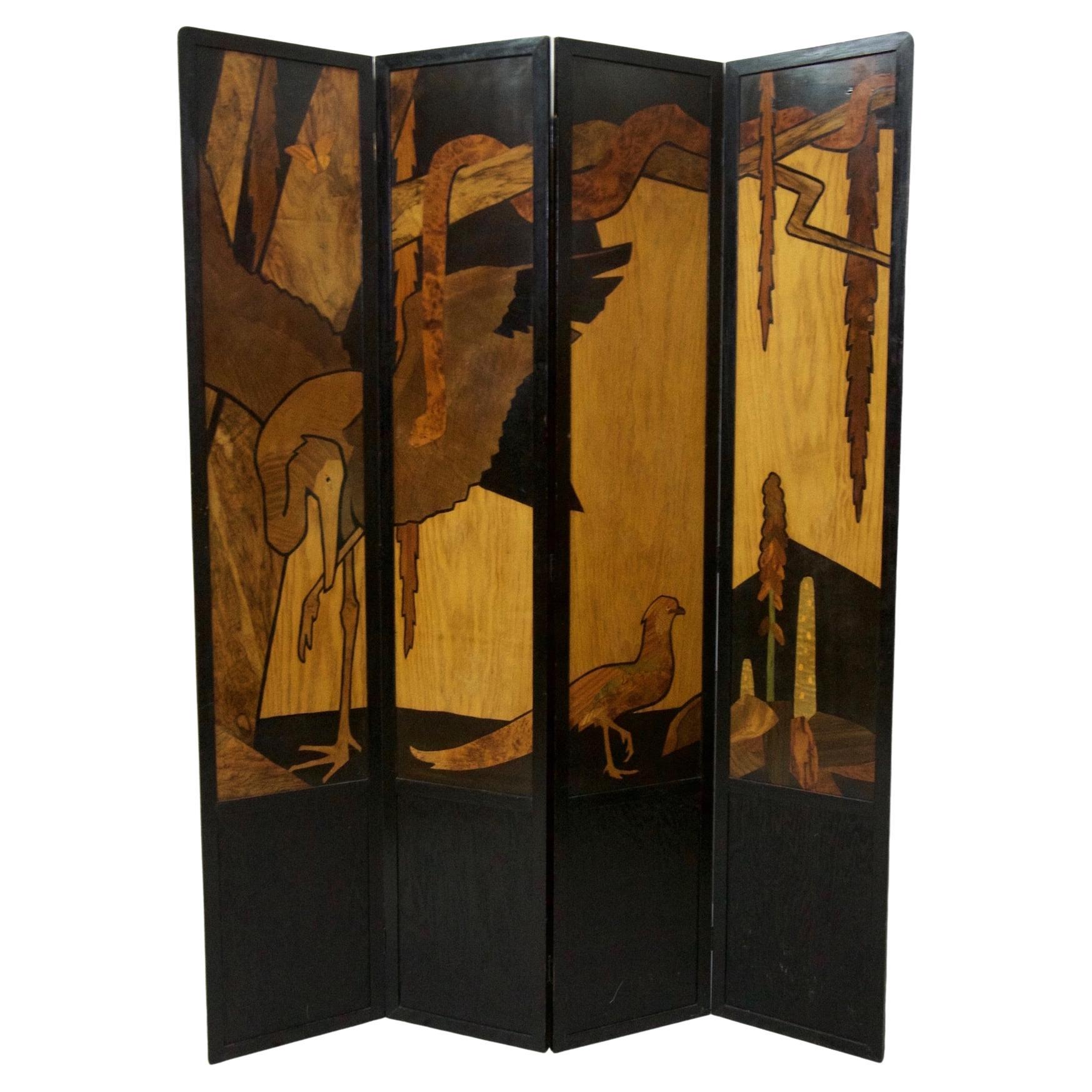 Paravent à 4 volets de la Rowley Gallery (a) Gallery, 'the Jungle' par William Arthur Chase en vente