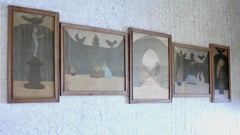 Rowley Gallery 5 Panel Inlay Wood Garden Scene