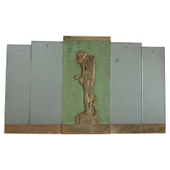 Rowley Gallery Art Deco Mirror with Gilt Relief Panel, Kensington, circa 1930