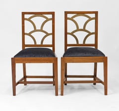 Rowley Gallery Art Deco Pair Of Walnut Cloud Form Back Side Chairs 1930's