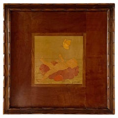 Rowley Gallery Framed Inlay Wood Panel 'Yellow Butterfly'
