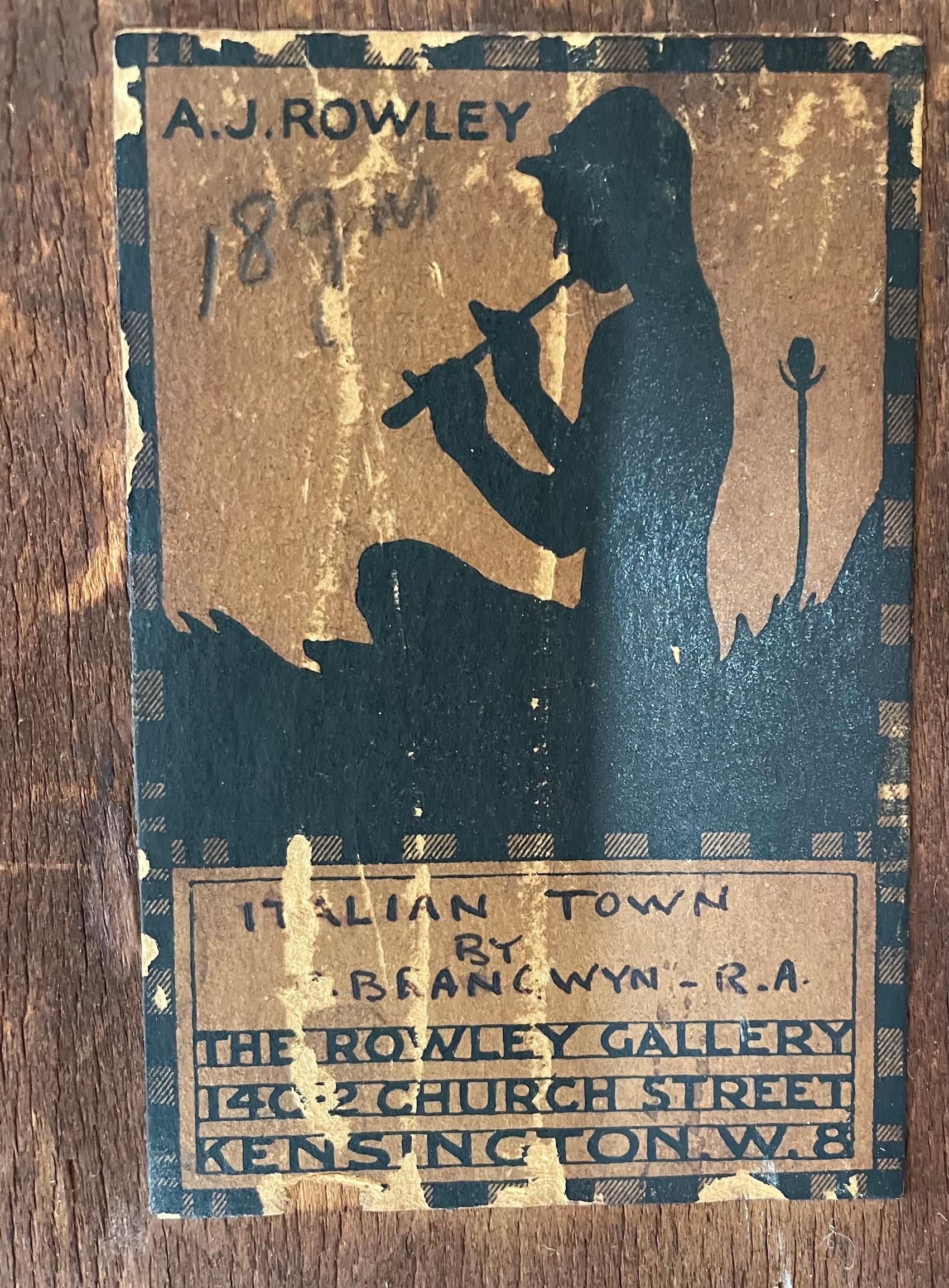 Arts and Crafts Rowley Gallery Inlaid Wood Panel Designed By Sir Frank Brangwyn