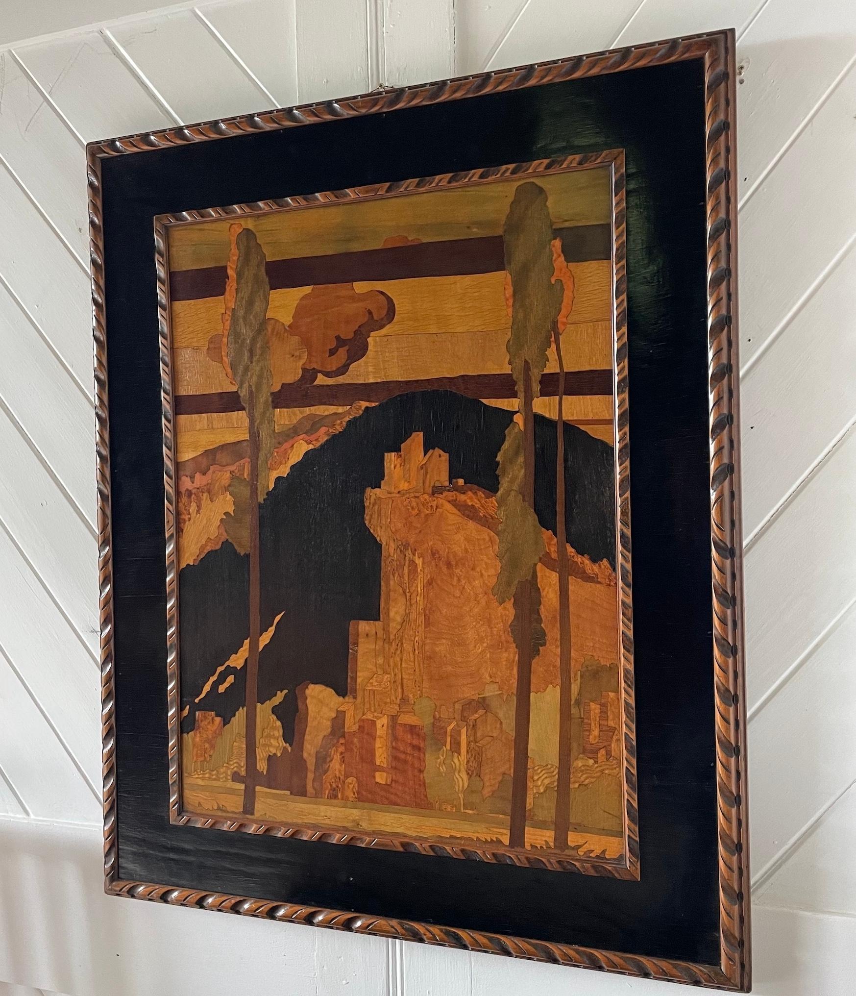 English Rowley Gallery Inlaid Wood Panel Designed By Sir Frank Brangwyn