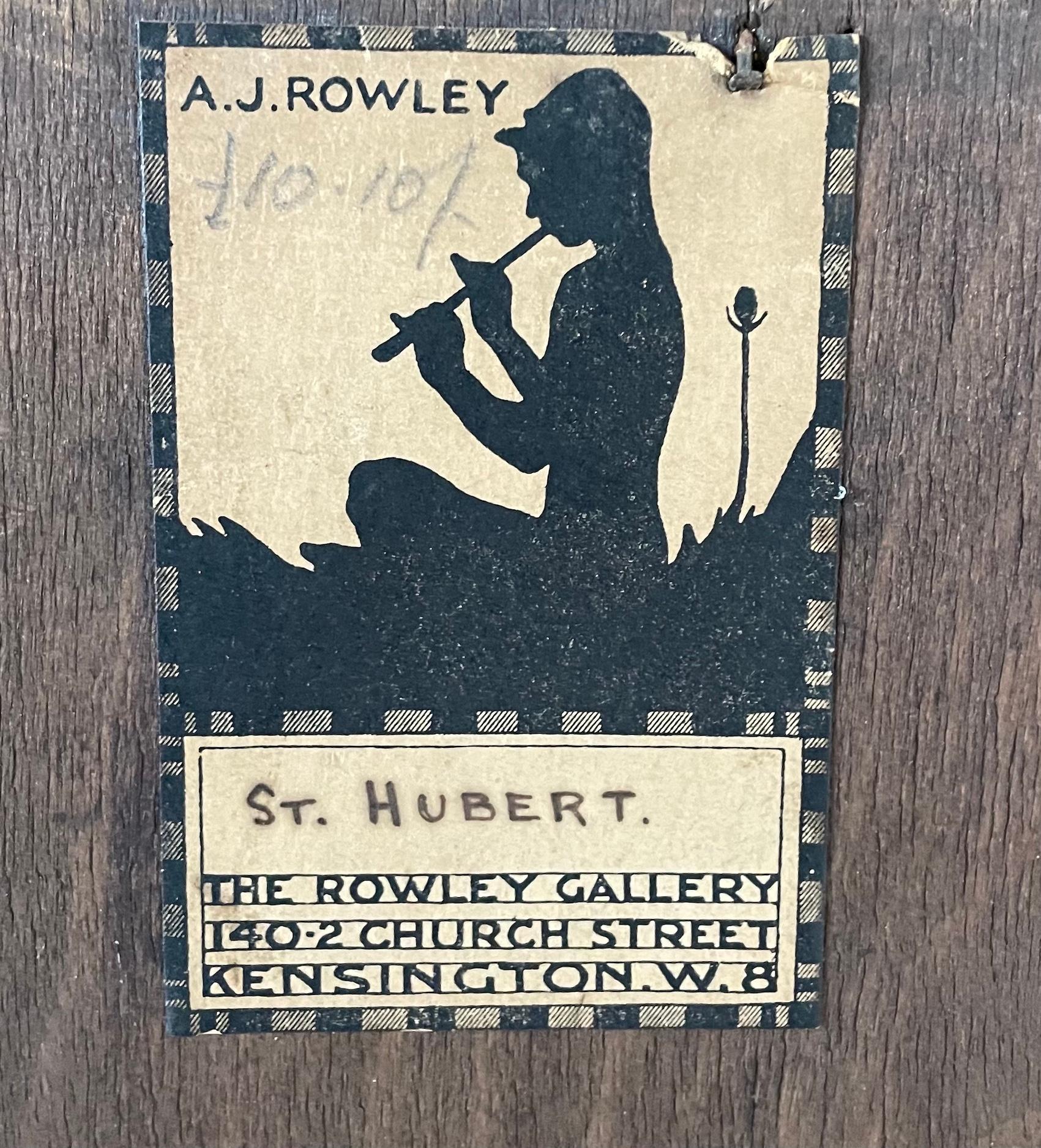 Rowley Gallery Große gerahmte Intarsien-Holzplatte 'St. Hubert' von W. A. Chase (Englisch) im Angebot