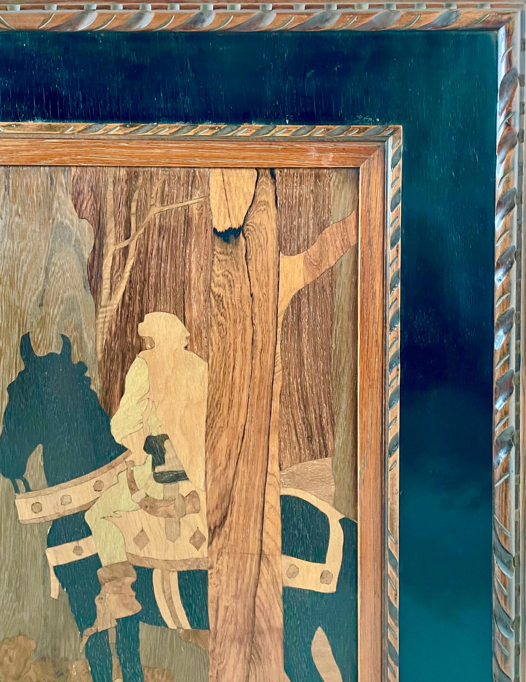 Rowley Gallery Große gerahmte Intarsien-Holzplatte 'St. Hubert' von W. A. Chase im Zustand „Gut“ im Angebot in Petworth, GB