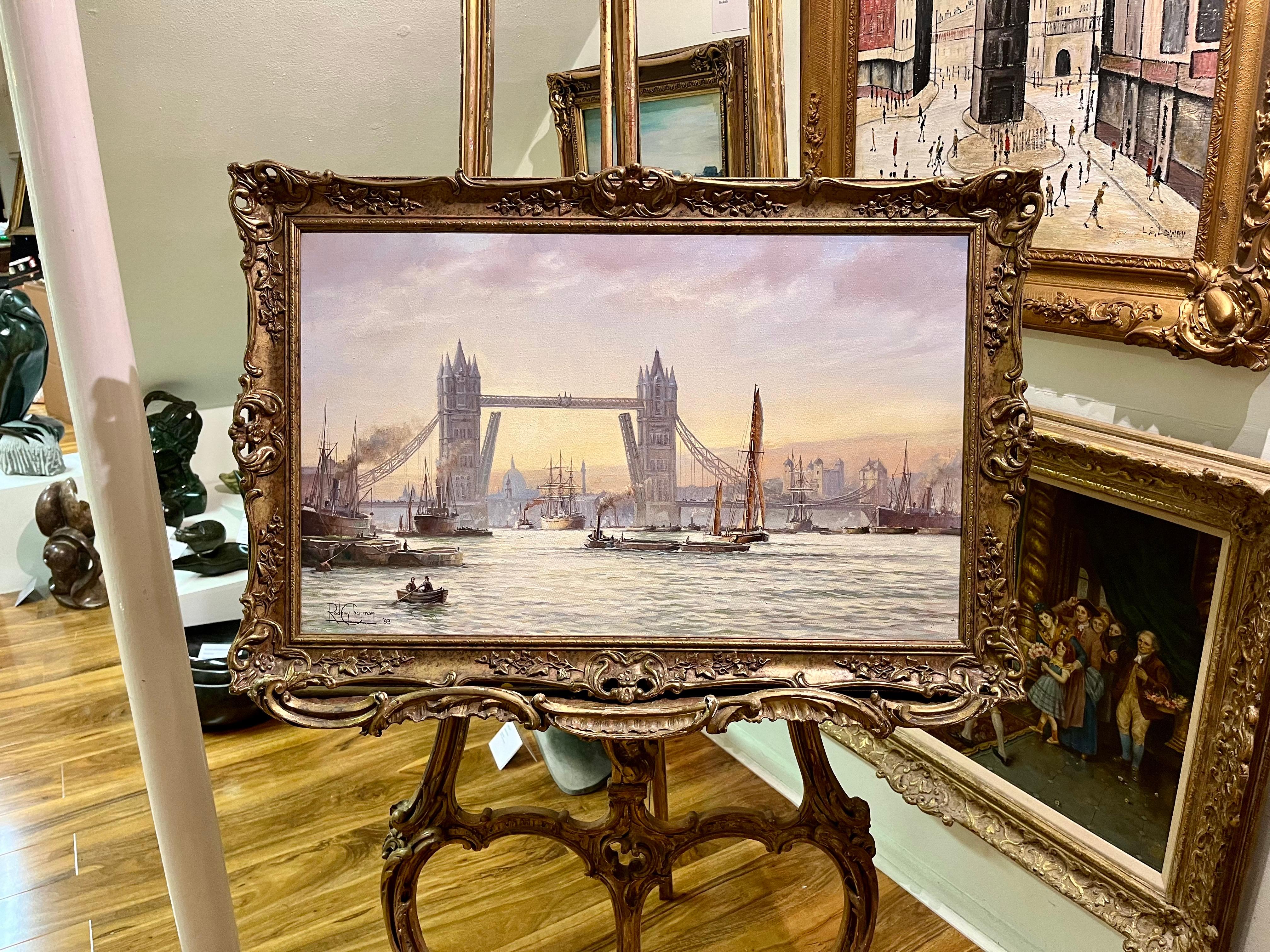 OIL PAINTING MARITIME Di Rowney Charman Grande nave Master Piece dei docks di Londra in vendita 8