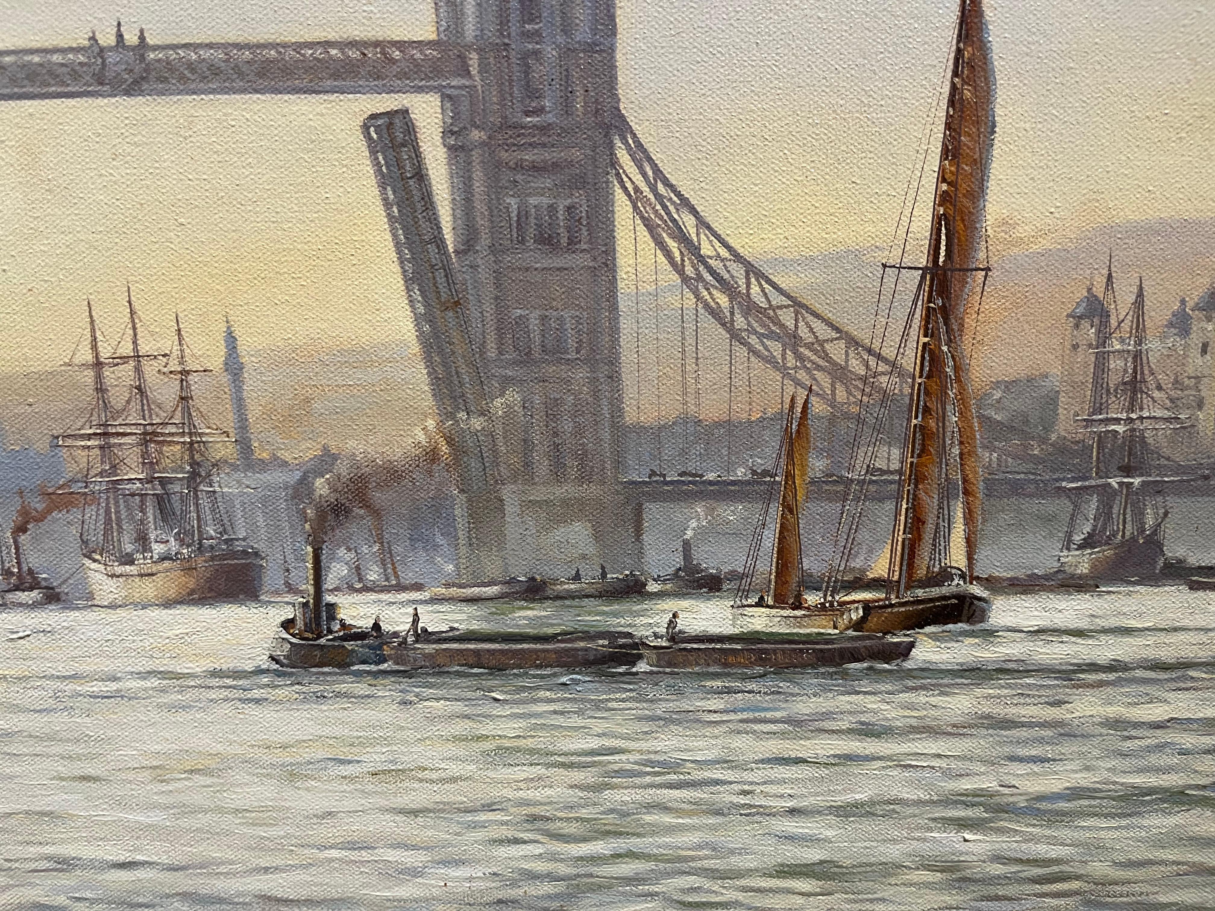 OIL PAINTING MARITIME Di Rowney Charman Grande nave Master Piece dei docks di Londra in vendita 10