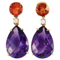 Roxa 18 Karat Rose Gold 0.11 Carat Diamond, Amethyst and Citrine Earrings