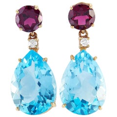 Roxa 18 Karat Rose Gold 0.11 Carat Diamond, Topaz and Tourmaline Earrings