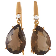 Roxa 18 Karat Rose Gold 0.12 Carat Diamond and Smoky Quartz Earrings Roxa 18 Karat Rose Gold 0.12 Carat Diamond and Smoky Quartz Earrings