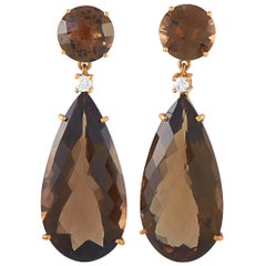 Roxa 18 Karat Rose Gold 0.16 Carat Diamond and Smoky Quartz Earrings
