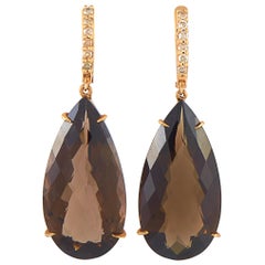 Roxa 18 Karat Rose Gold 0.36 Carat Diamond and Smoky Topaz Earrings
