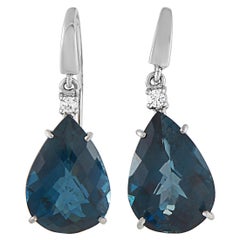 Roxa 18 Karat White Gold 0.12 Carat Diamond and Topaz Earrings