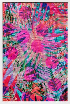 "Greenhouse Composition 36x24 Series 04", Pink Abstract Framed Composition