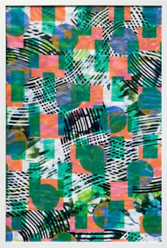 «Composición de invernadero 36x24, serie 11», abstracción geométrica con cuadrados y círculos