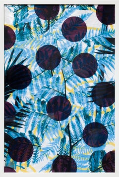 "Greenhouse Composition 36x24 Series 12", Blue Leaf Abstraction Framed