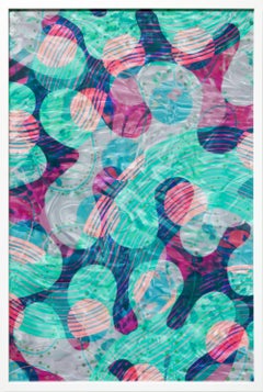 "Greenhouse Composition 36x24 Series 13", Green and Pink Organic Abstract Print