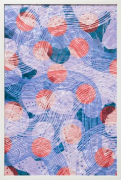 « Composition « Greenhouse » 36 x 24, série 15 », composition abstraite aux tons de violet et de rouge, encadrée