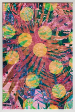 „Greenhouse Composition 36x24 Serie 18“, gelb-rosa Blätter – botanische Abstraktion