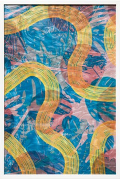 "Greenhouse Composition 36x24 Series 22", Abstract Colorful Leaf Composition